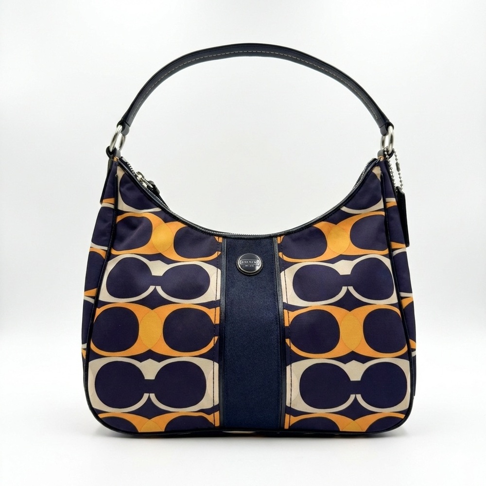 Coach Poppy Signature C Hobo Multi-Color Nylon & Leather - Rare 2013 EUC Large